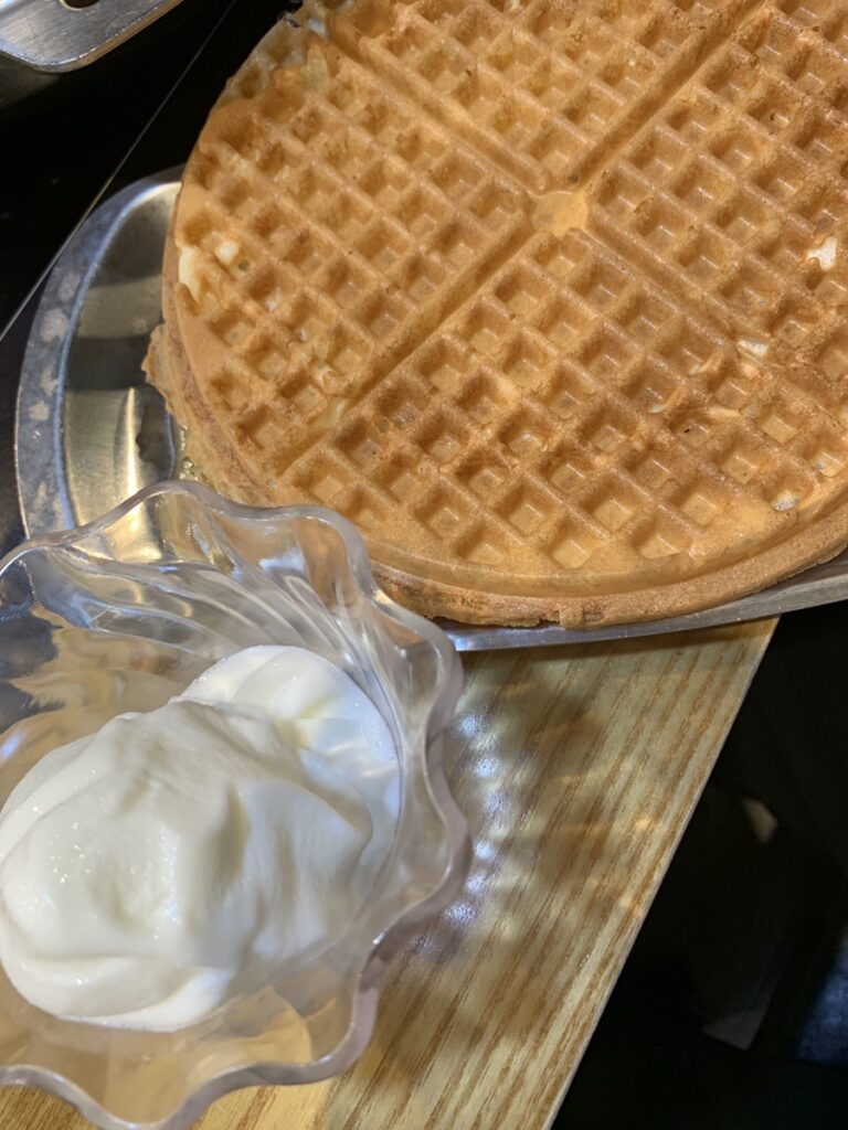 dookki tteokbokki buffet in seoul waffle with ice cream dessert