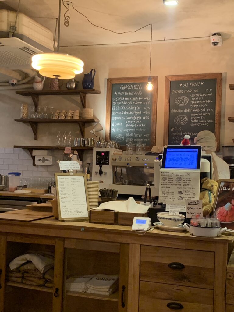 Bakery counter interior in a Songridan-gil Jamsil dessert cafe