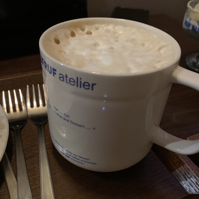 Warm vanilla latte at RUF RUF atelier cafe in Bukchon Seoul