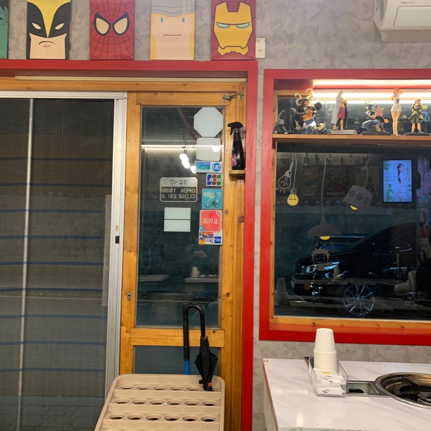 Wall decorations and cozy interior inside Hong Gopchang near Sungkyunkwan University