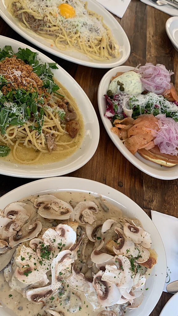 Four brunch and pasta dishes at Hannam brunch restaurant Cercle Hannam