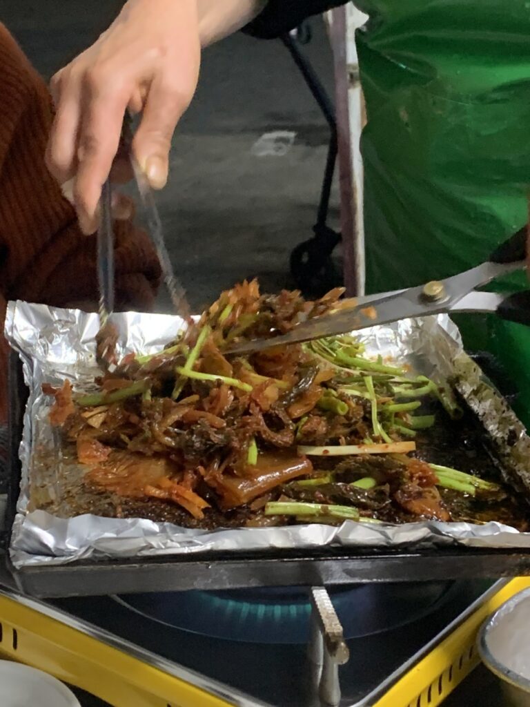 Kimchi fried rice finishing after Seoul Forest frozen pork belly