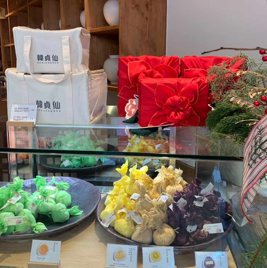 Colorful Dubai mochi showcased at Hanjungsun dessert shop in Seongsu