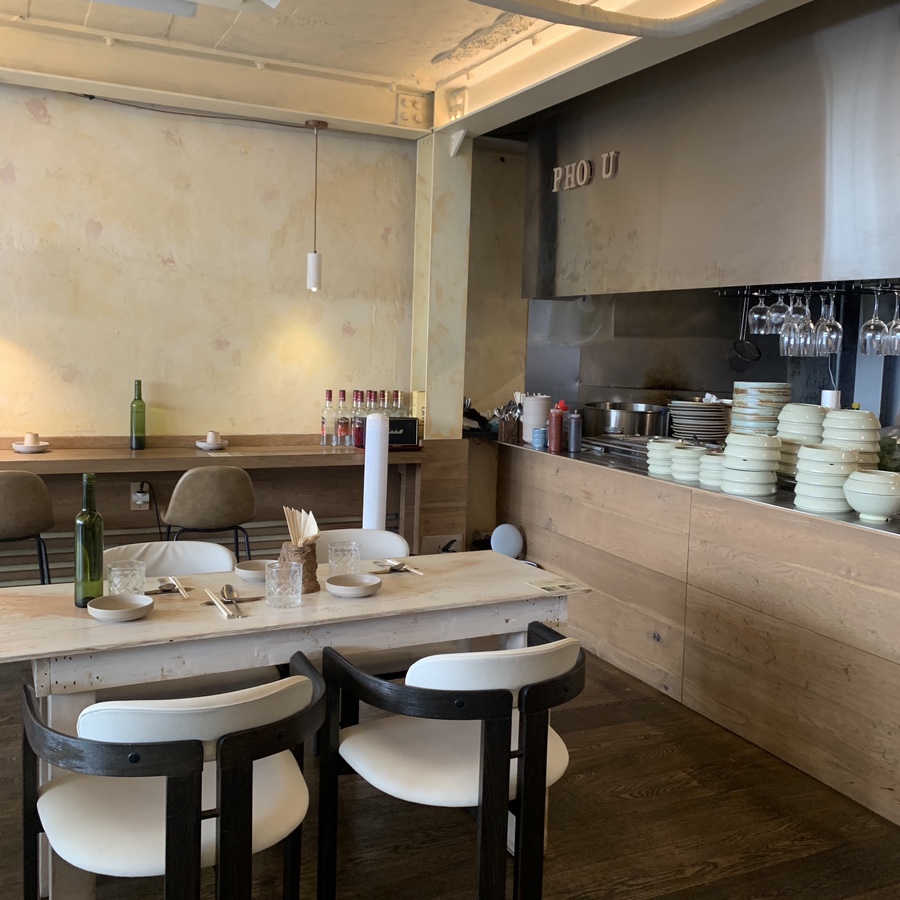 Warm dining space inside Pho U Seongsu Vietnamese Restaurant