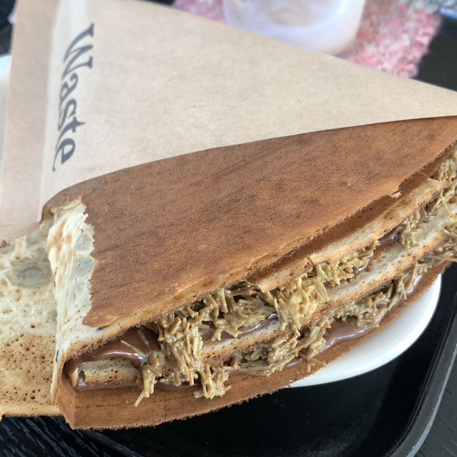 Dosan Park Waste Store Cafe Dubai crepe with crispy kataifi and chocolate filling