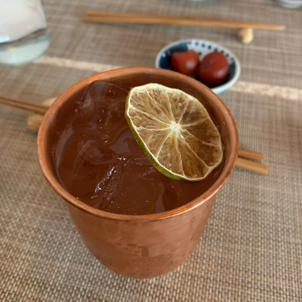 Yuzu highball cocktail at Songridan-gil izakaya Sake Shop