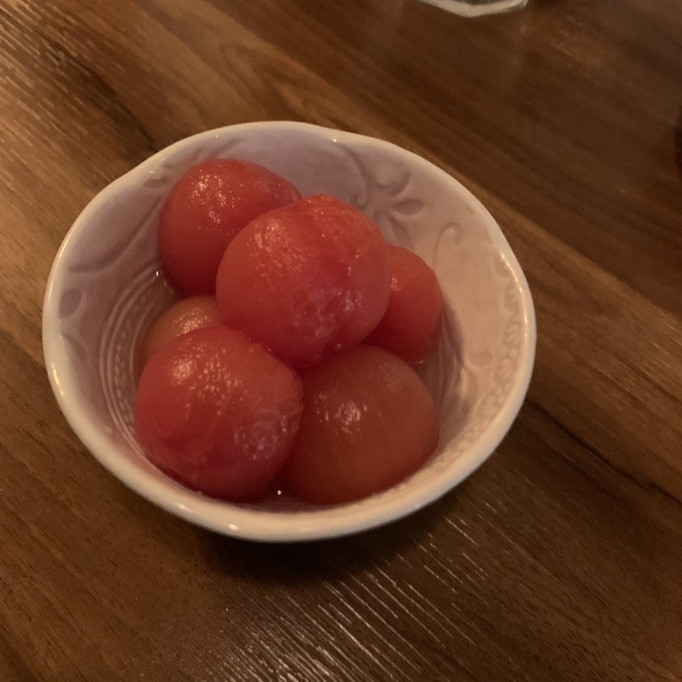 sweet pickled tomatoes korean izakaya appetizer