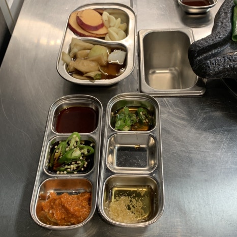 Konkuk University gopchang all you can eat side dishes