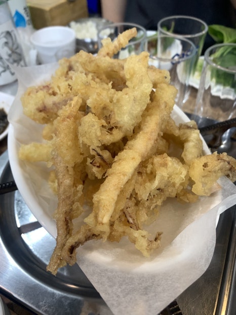 cheonho station seafood restaurant fried squid crispy korean seafood