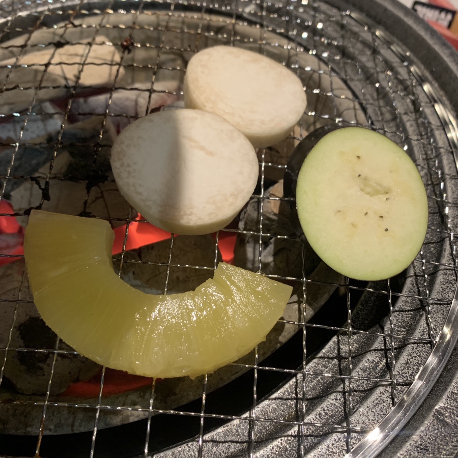 yakiniku grilled vegetables mushroom zucchini pineapple