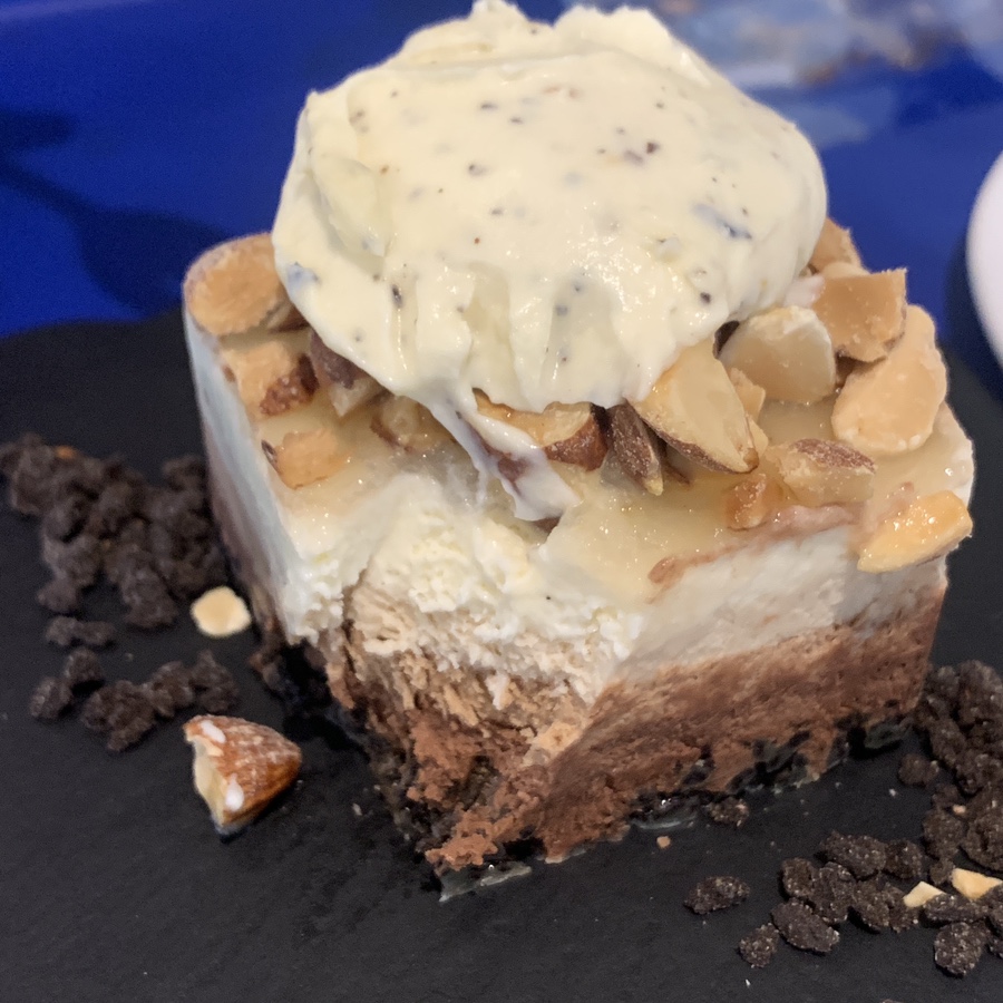 Medium Stone Cafe Seongsu yellow stone cake layered dessert close up