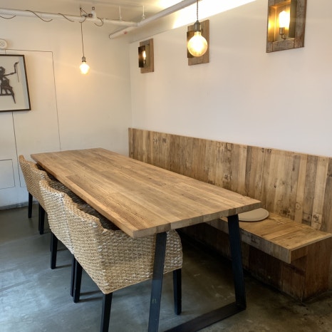 gangnam large cafe group table wooden interior