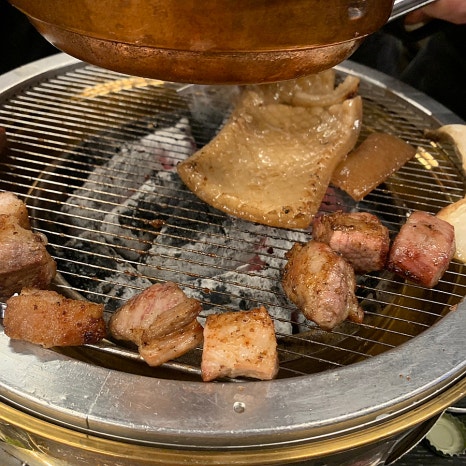 Grilled pork skin Korean BBQ charcoal grill
