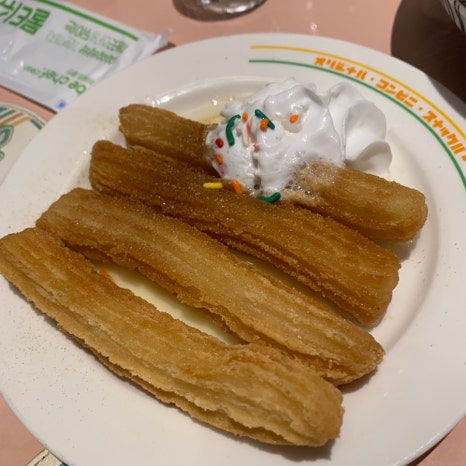 churros dessert with whipped cream at Ohiyo izakaya Euljiro