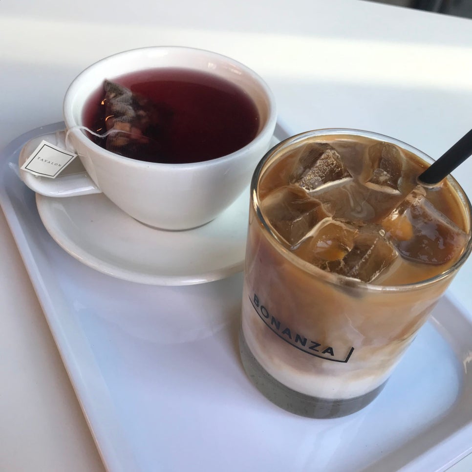 mtl hyochang cafe iced coffee and fruit dream tea drinks
