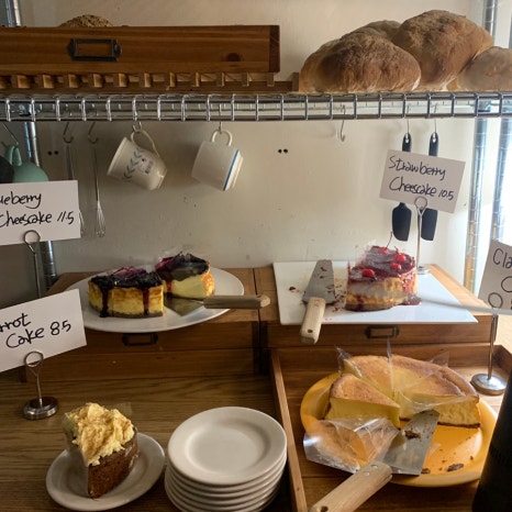 Bitter Salt Cafe Songridan-gil bakery dessert and cheesecake display