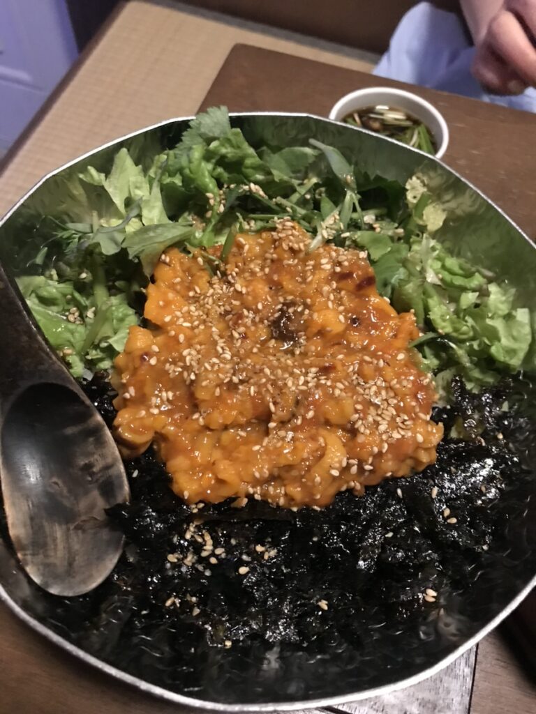 Mangwon Hippo sea urchin bibimbap Korean seafood rice