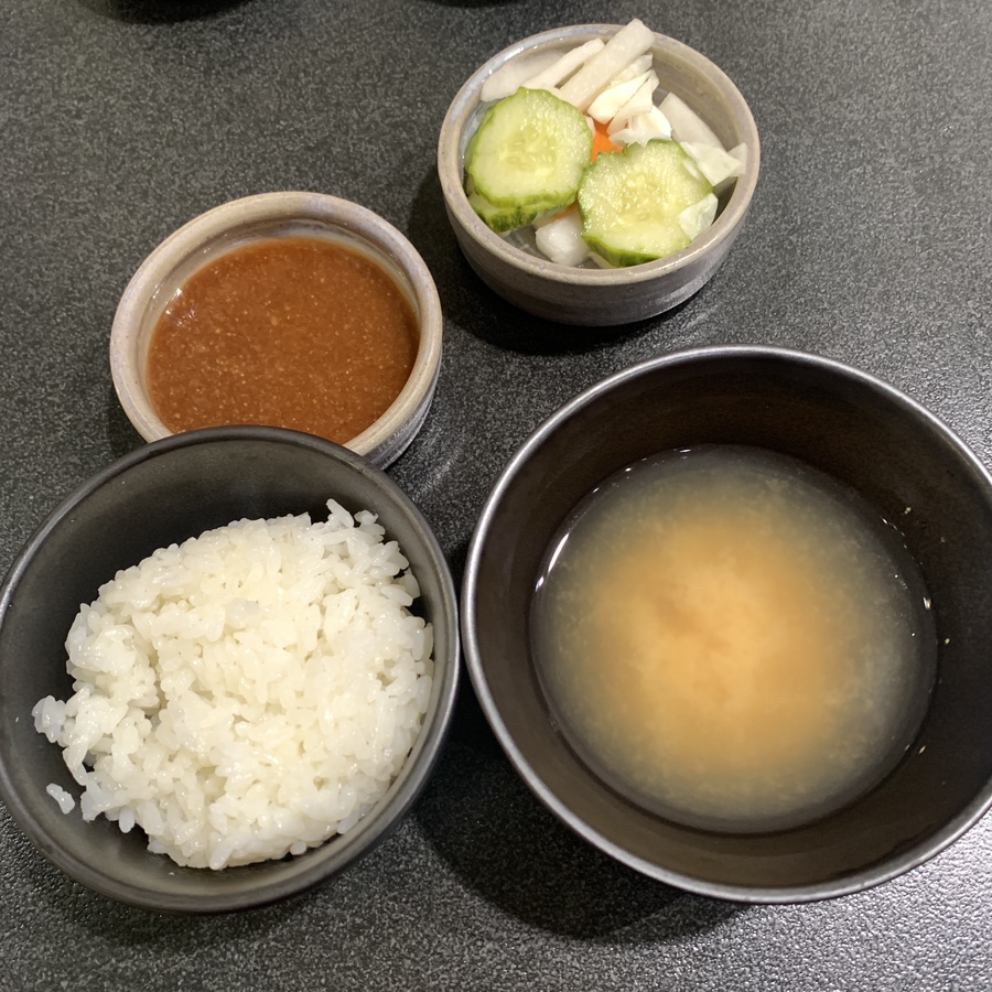 tonkatsu set rice miso soup pickles refillable side dishes
