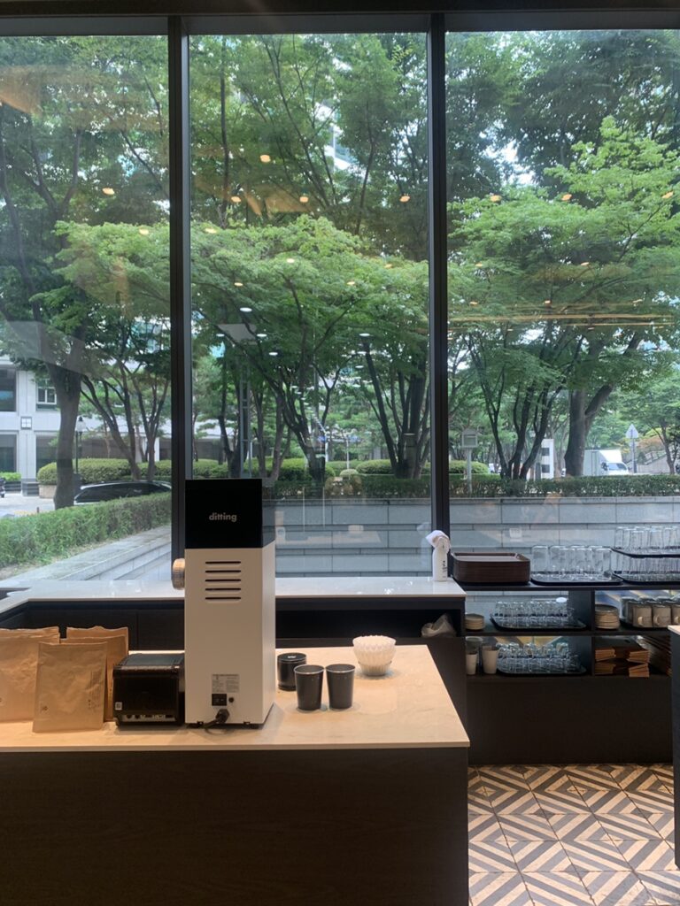 dogok cafe interior window view greenery brians coffee seoul