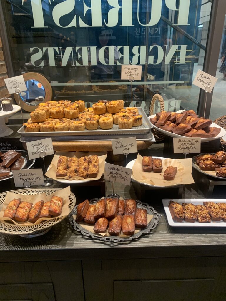 dogok bakery display egg tart financier dessert brians coffee seoul