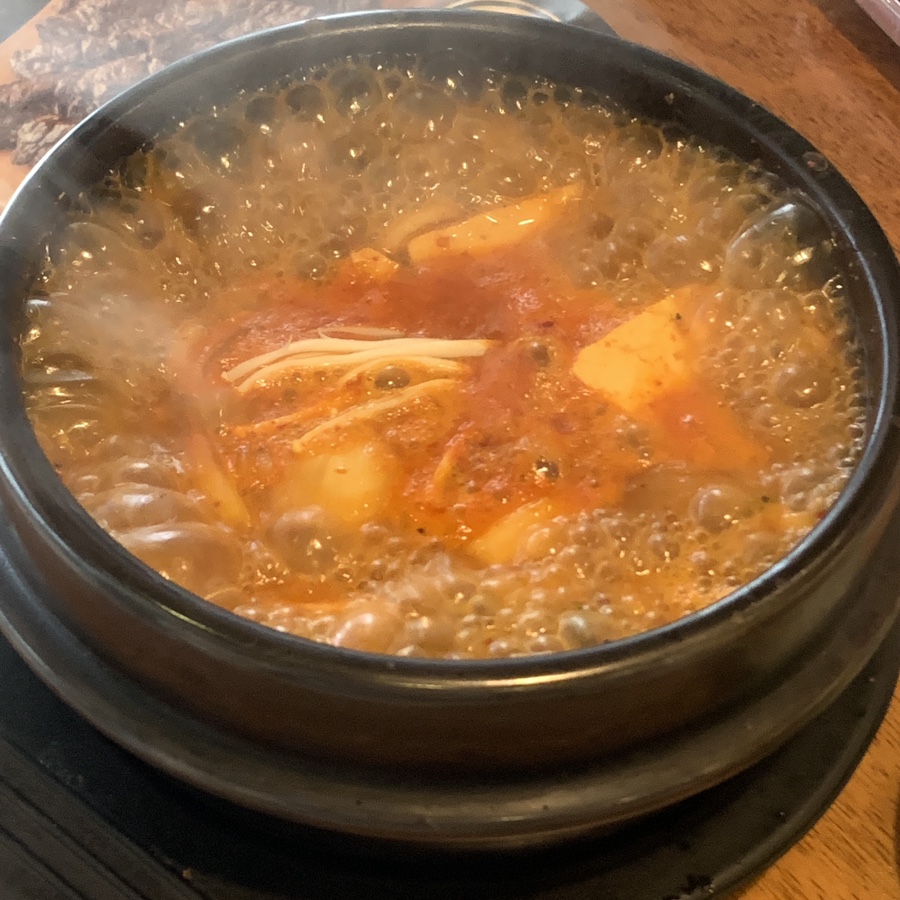 korean doenjang stew with rice hot stone pot seoul