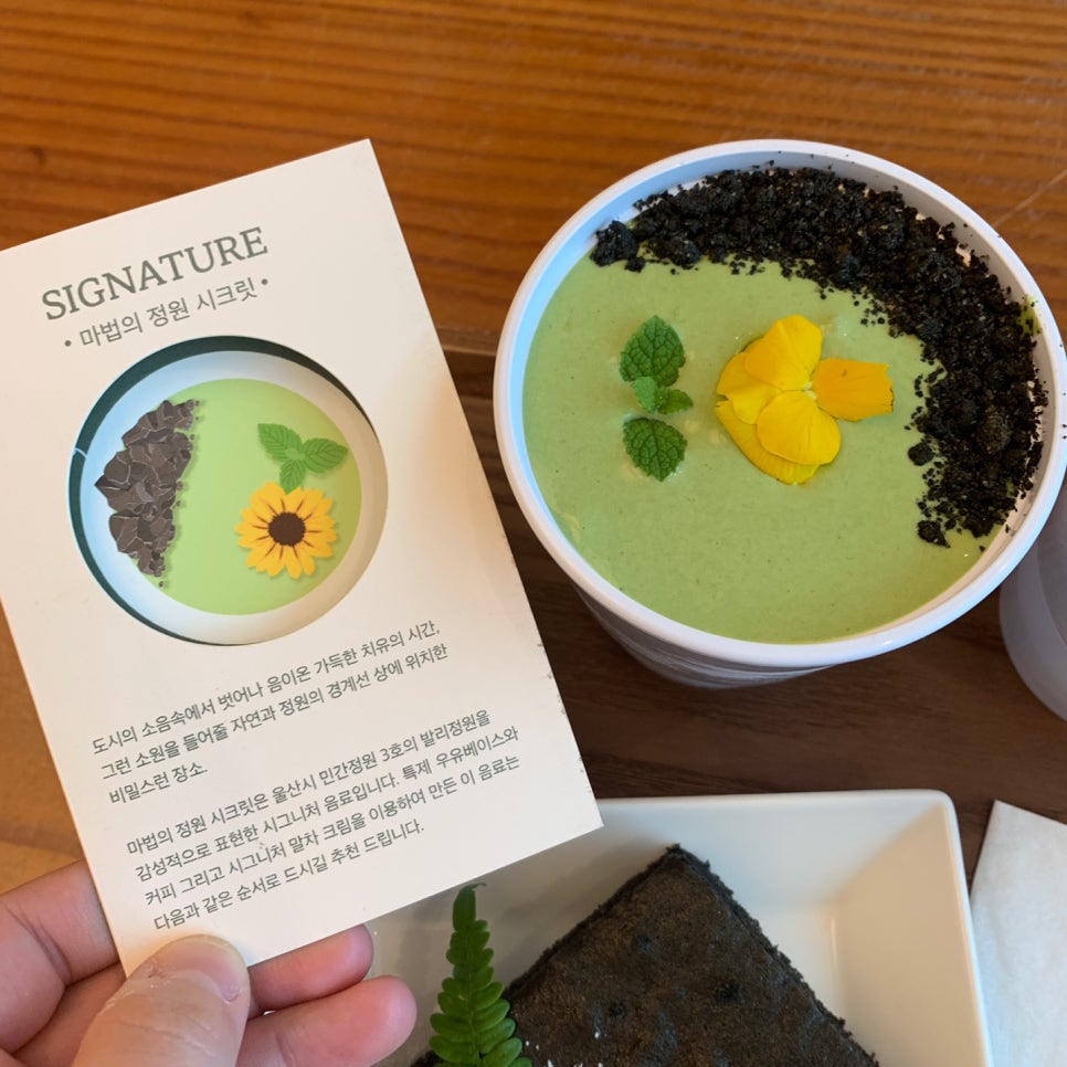Bali Garden Ulsan secret garden latte coffee with matcha cream