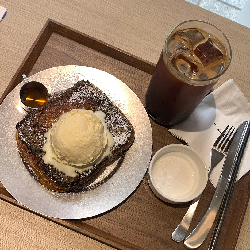 Dangsan French Toast Cafe Heuler ice cream toast and americano dessert set
