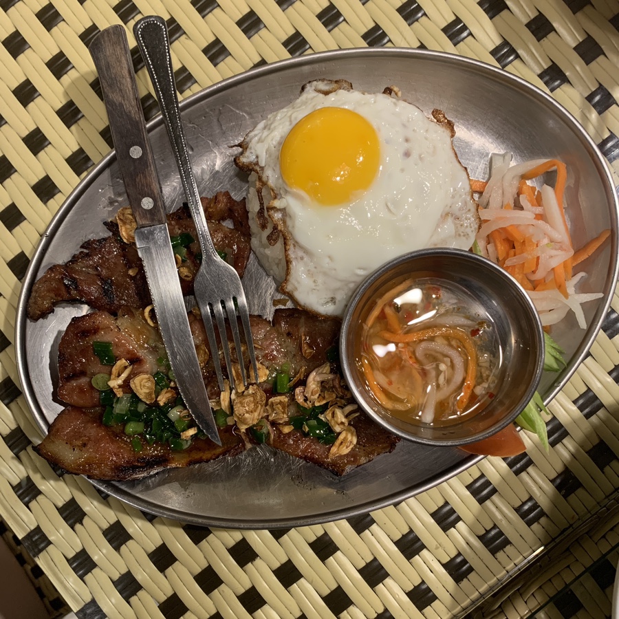 Vietnamese grilled pork rice at Quan An Dao