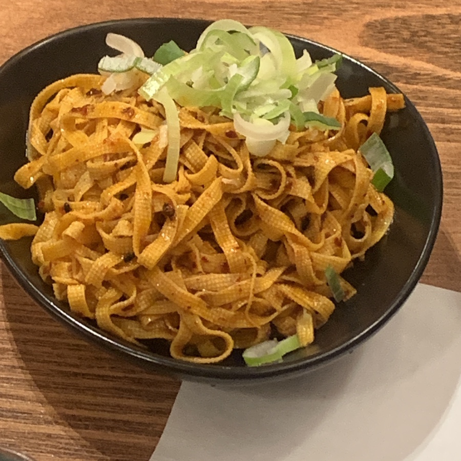 Spicy tofu skin salad at Banpo Yang Kkochi Seoul