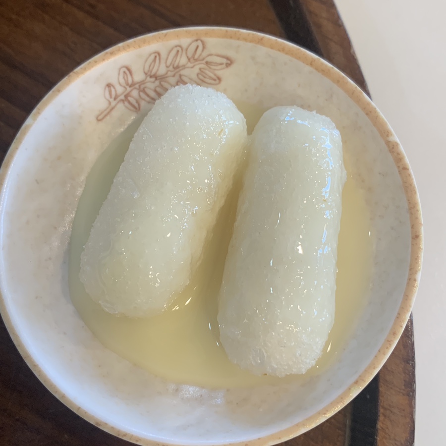 rice cake dessert with condensed milk at Baeksojeong