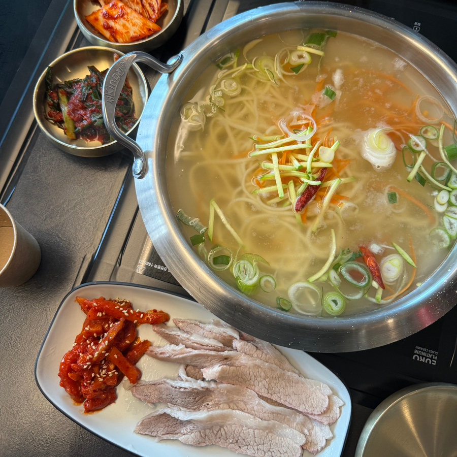 Bossam and handmade kalguksu near Suseo SRT Station Seoul