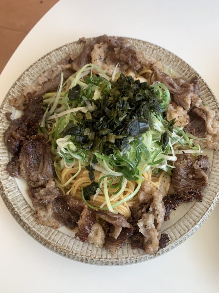Pomponrouge Myeongi Beef Brisket Pasta with Korean wild garlic and beef