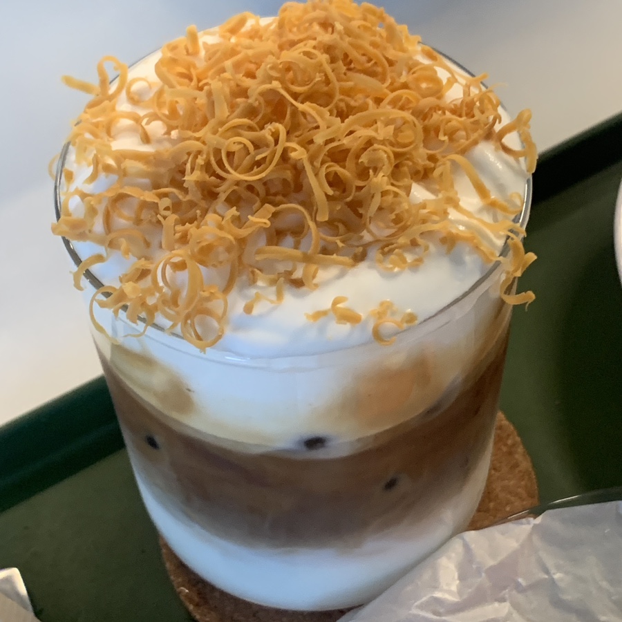 Rebrew Cafe Wirye Signature Rebrew Latte with brown cheese
