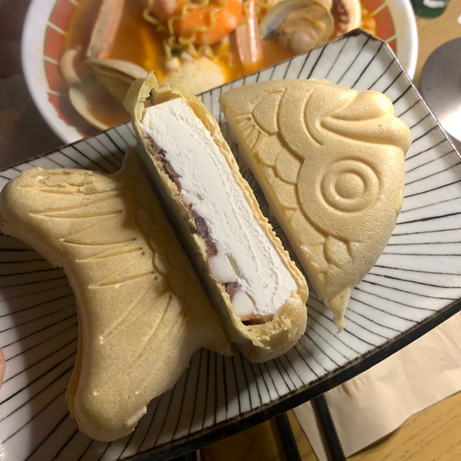 Taiyaki ice cream dessert at Gangnam Izakaya Nanohana