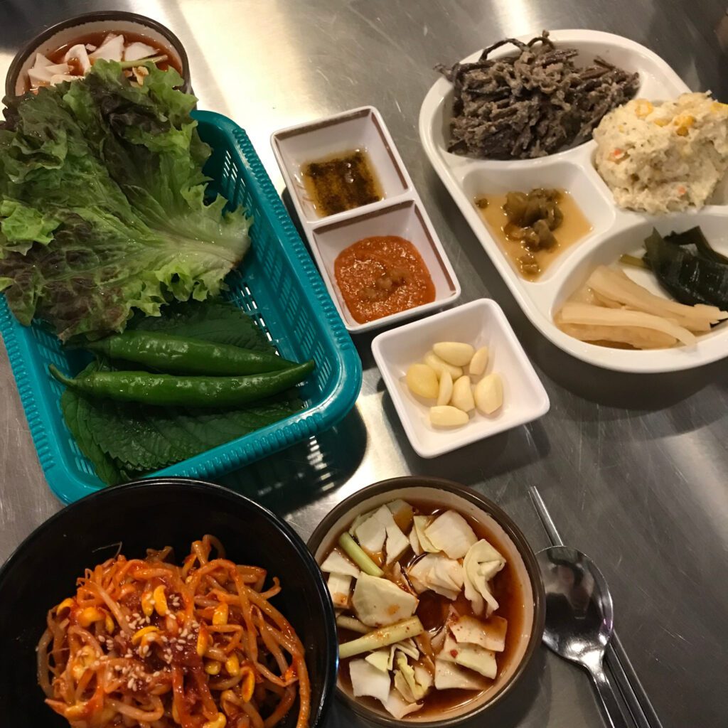 Side dishes at Seongnam Korean BBQ Sangroksu Yatap
