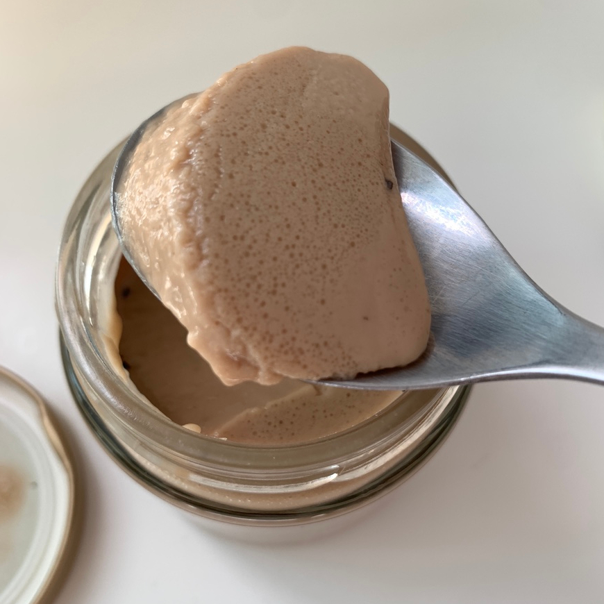 Creamy Earl Grey milk jam on a spoon