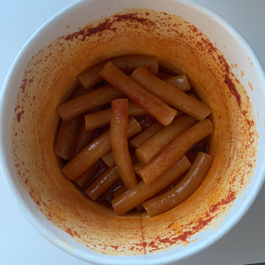 Apple House Wheat Tteokbokki with chewy wheat rice cakes and spicy sauce ready to eat