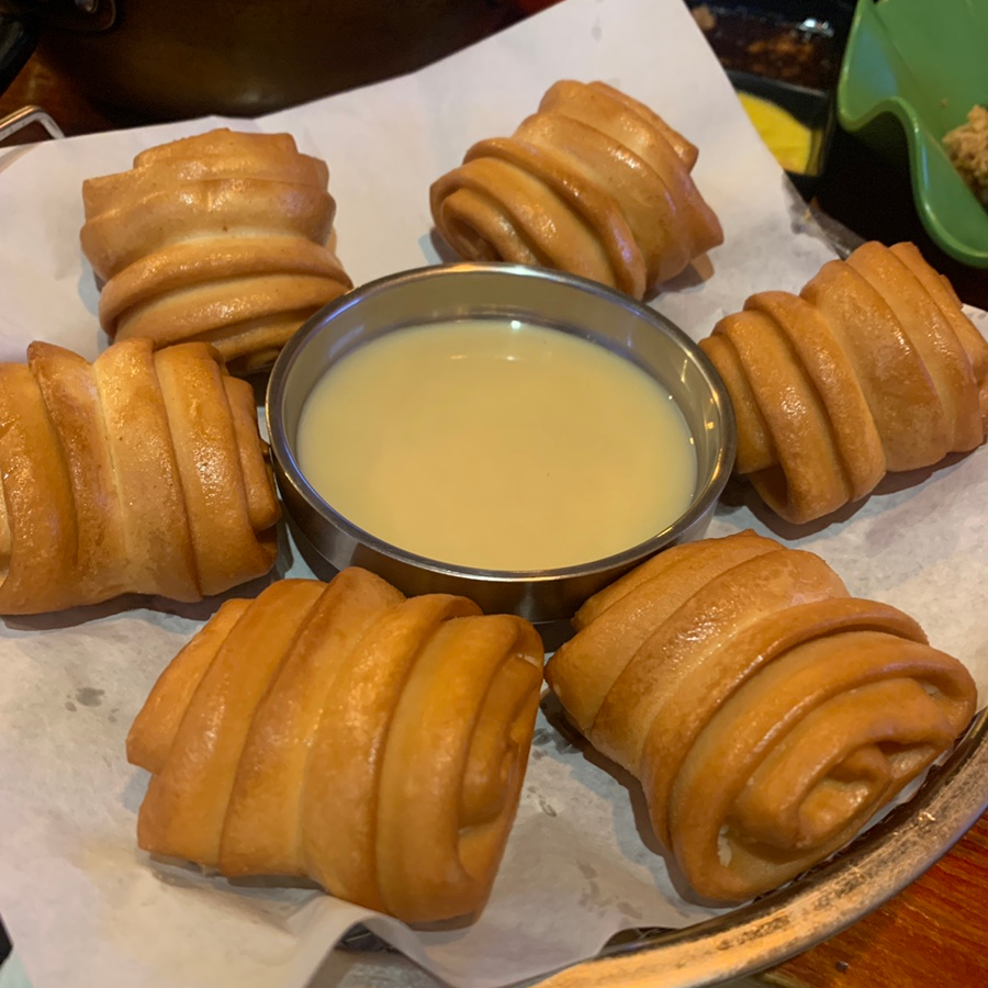 Bokjeong Korean Fried Chicken flower buns with sweet dipping sauce