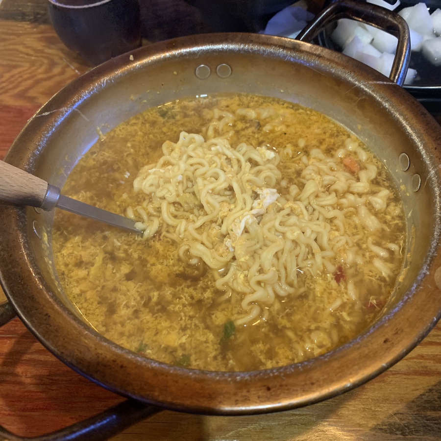 Ramen served with Bokjeong Korean Fried Chicken