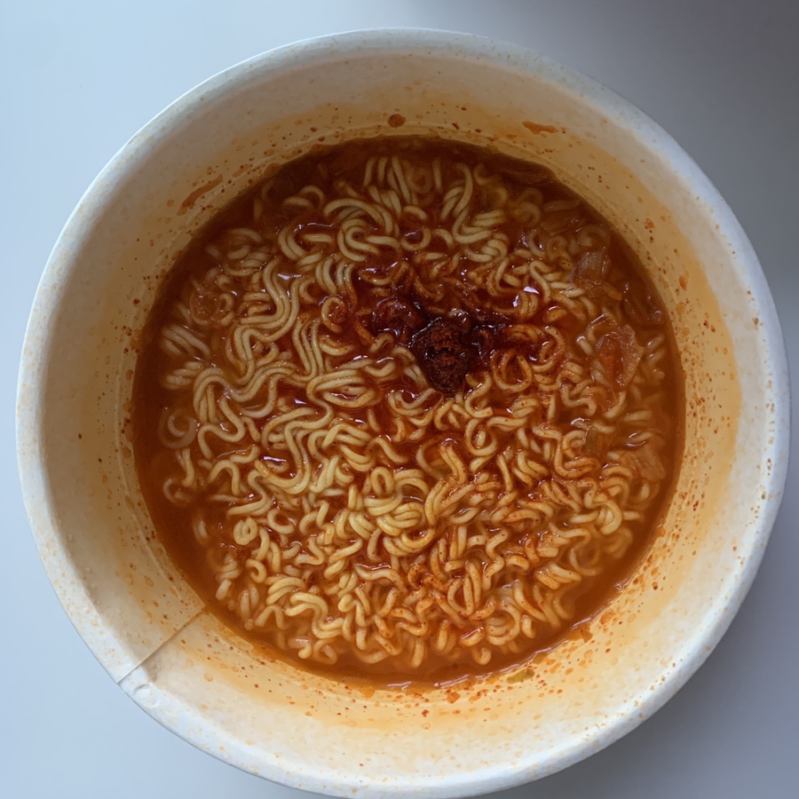 Harim Kimchi Stew Ramen after cooking