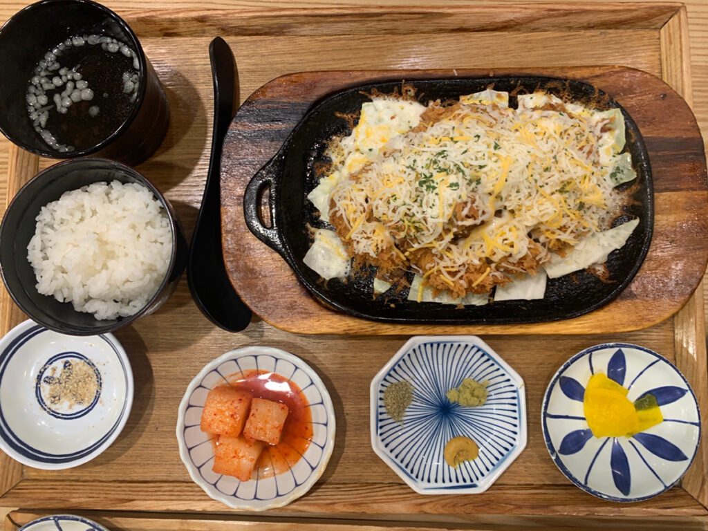 Owl Tonkatsu Garden Five Seoul cheese tonkatsu set with rice and side dishes