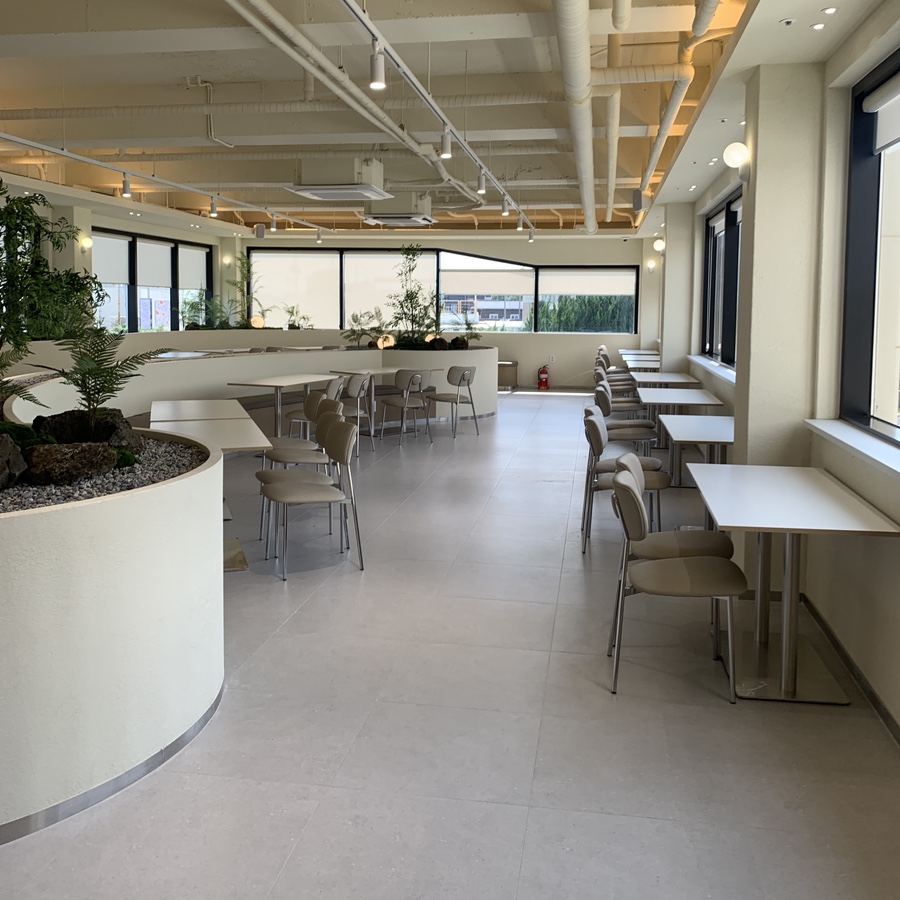 Bright spacious interior at The Woosan Gijang Cafe