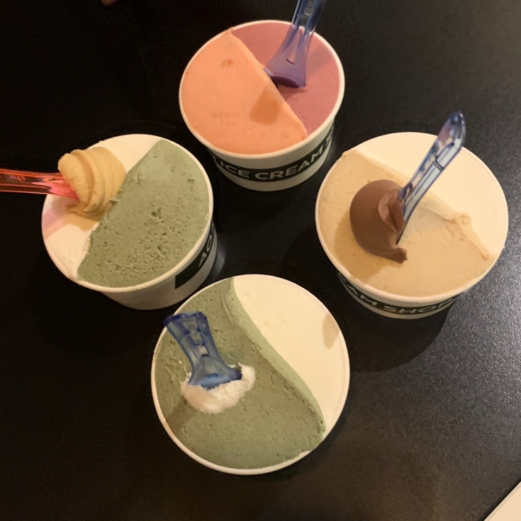 AO Icecream Shop Ulsan colorful gelato cups with multiple flavors